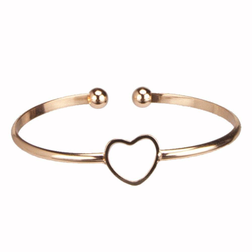 Stelt Rosé Guld Armband / Bangle - Enkelt Hjärta - Justerbart