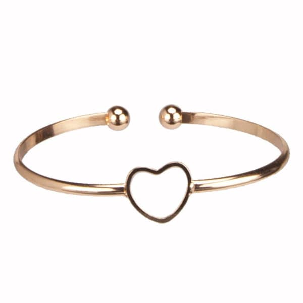 Stelt Rosé Guld Armband / Bangle - Enkelt Hjärta - Justerbart