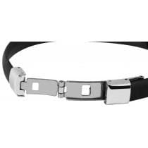Armband i Svart & Silver -Rostfritt Stål & Gummi -Tribal Mönster