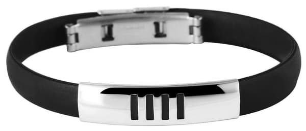 Armband i Svart & Silver -Rostfritt Stål & Gummi -Tribal Mönster