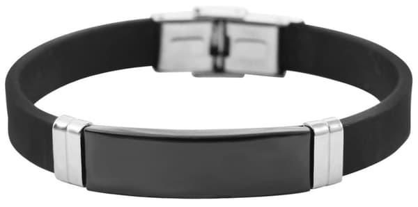Armband i Svart & Silver -Rostfritt Stål & Silikon -Blank Detalj