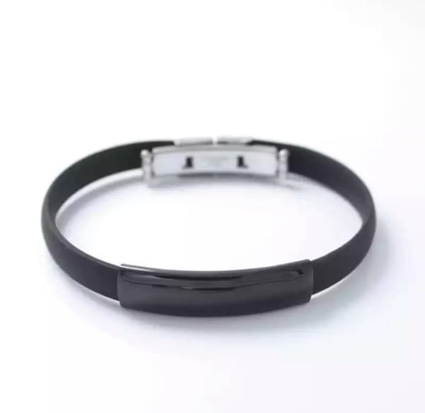 Armband i Svart - Rostfritt Stål & Silikon - Blank Detalj
