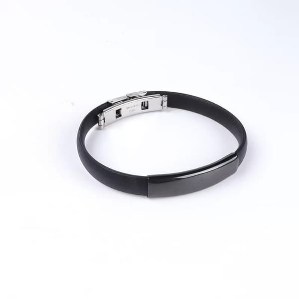 Armband i Svart - Rostfritt Stål & Silikon - Blank Detalj