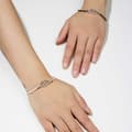 Miniatyrbillede 2 af 4: Venskab armbånd bedste venner hjerte sort hvidt sølv