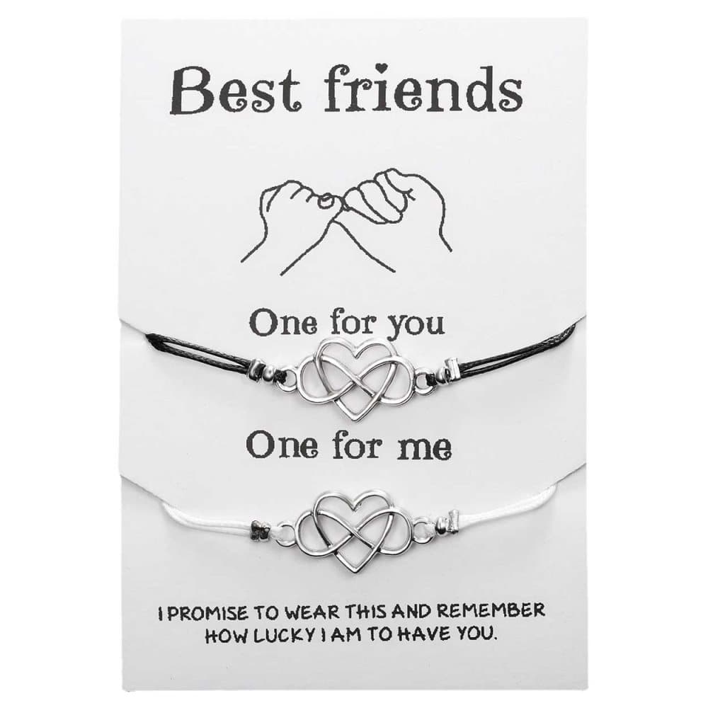 Vänskapsarmband Best Friends Hjärta Svart Vit Silver