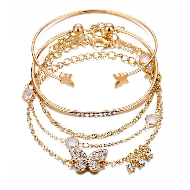 Boho Gold Chain Armband Set