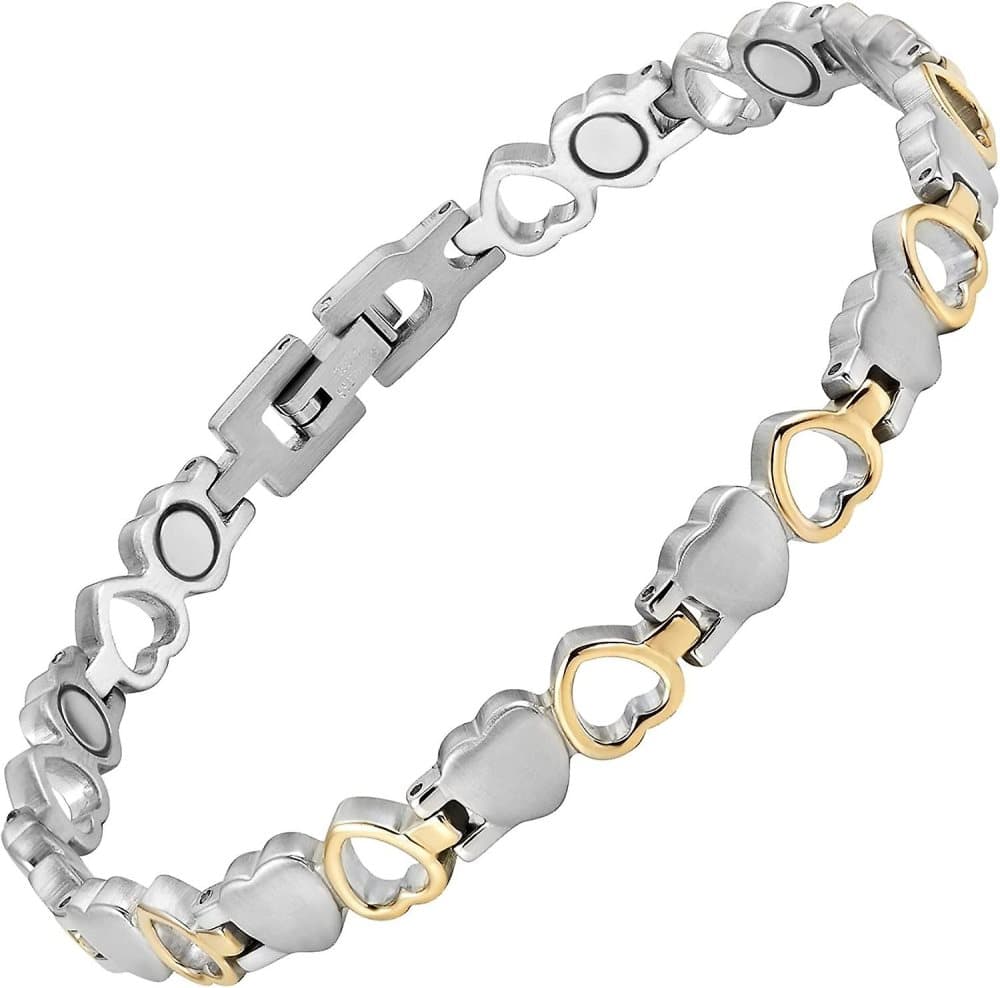 Womens Love Heart Magnetic Therapy ankelarmband
