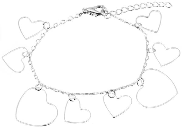 Sött Silver Armband - Kedja Dekorerad med Ihåliga Hjärtan