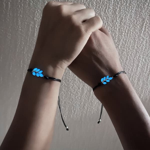 Luminous Leaf Armband 2-Pack Svart