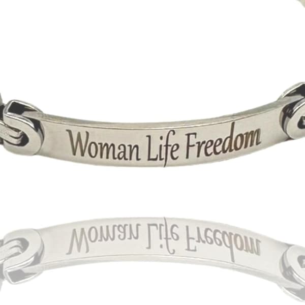 Armband rostfritt stål ''woman life freedom'' för män justerbart