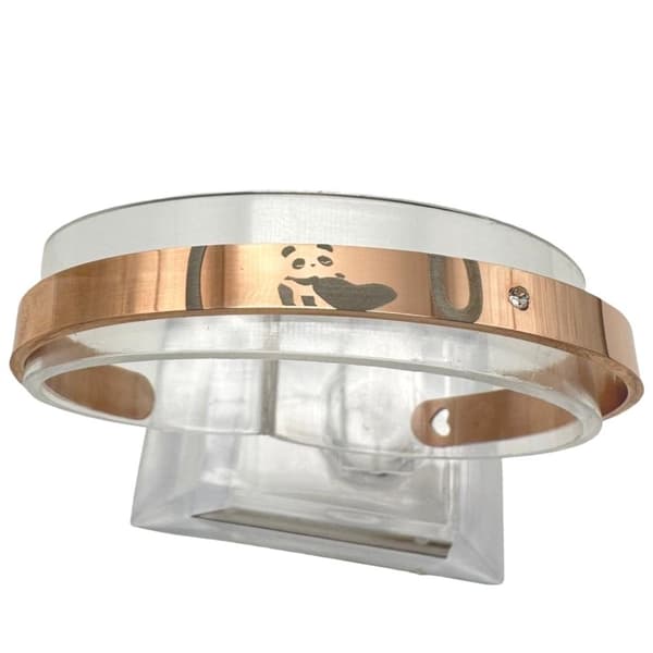 Armbånd ''I love U'' med pandahjerte Valentinsdag rosa guld