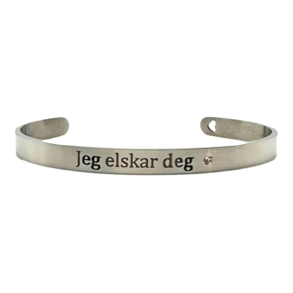 Armband ''Jeg elsker deg'' med hjärta sten valentines dag norska Silver One-size