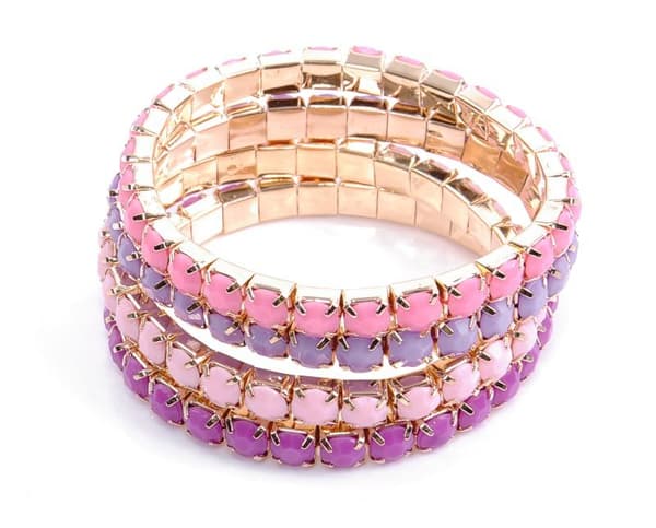 4 st Armband / Pärlarmband i 4 Olika Färger - Rosa & Lila Toner