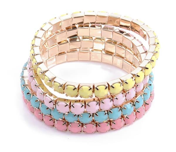 4 st Armband / Pärlarmband i 4 Olika Färger - Turkos, Rosa & Gul