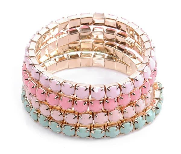 4 st Armband / Pärlarmband i 4 Olika Färger - Rosa & Gröna Toner