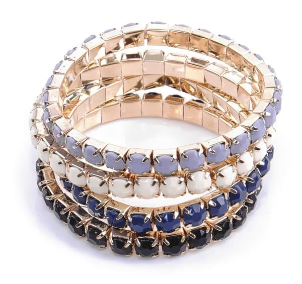 4 st Armband/Pärlarmband i 4 Olika Färger - Vit, Grå Blå & Svart