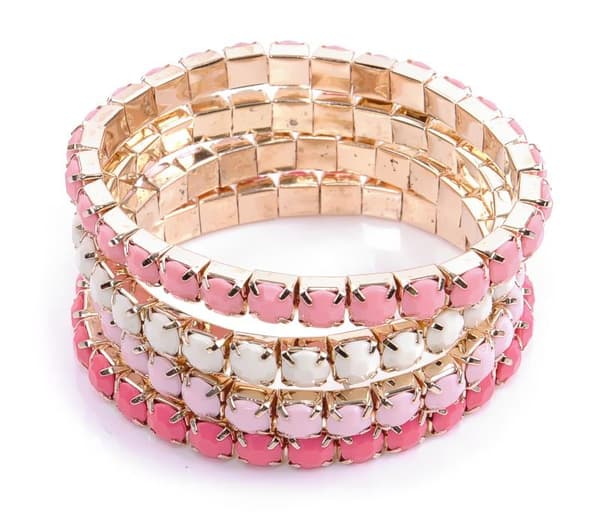 4 st Armband / Pärlarmband i 4 Olika Färger - Rosa & Vita Toner