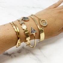 5 st Guld Chic Armband /Bangle med olika Mönster & Jaspis Stenar