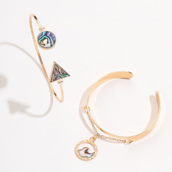 5 st Guld Chic Armband /Bangle med olika Mönster & Jaspis Stenar