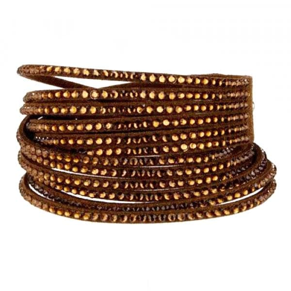 Wrap Läderarmband/Läder Armband med Strass / Rhinestones - Brun