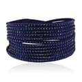 Miniatyrbild 1 av 5: Wrap Läderarmband/Läder Armband med Strass/Rhinestones -Mörk Blå