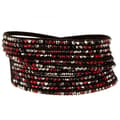 Miniatyrbild 1 av 2: Wrap Läderarmband/Läder Armband med Strass / Rhinestones - Svart