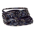 Miniatyrbild 1 av 2: Wrap Läderarmband/Läder Armband med Strass/Rhinestones -Mörk Blå