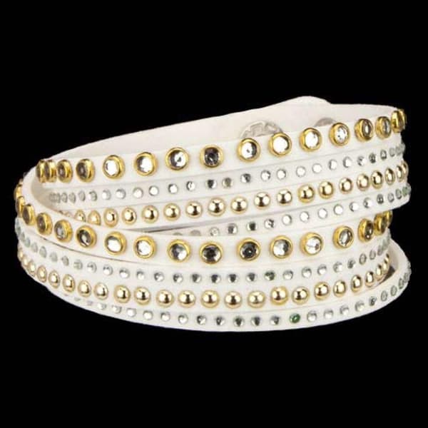 Wrap Läderarmband/Läder Armband med Strass / Rhinestones - Vit