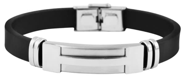 Svart Läder Armband/Läderarmband -Silver Detalj i Rostfritt Stål