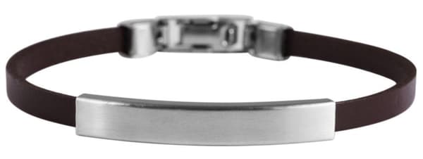 Smalt Svart Läder Armband / Läderarmband - Silver Detalj i Stål