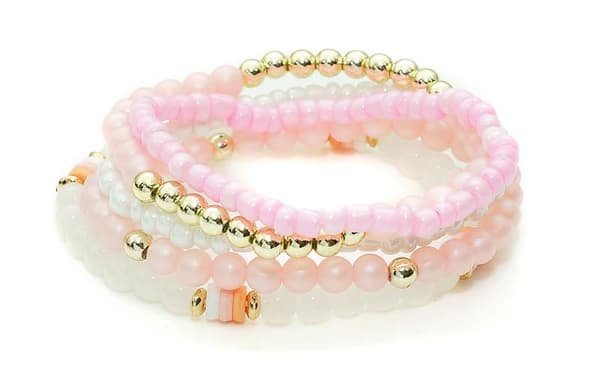 5 st Armband / Pärlarmband i Olika Färger - Rosa, Vit & Guld