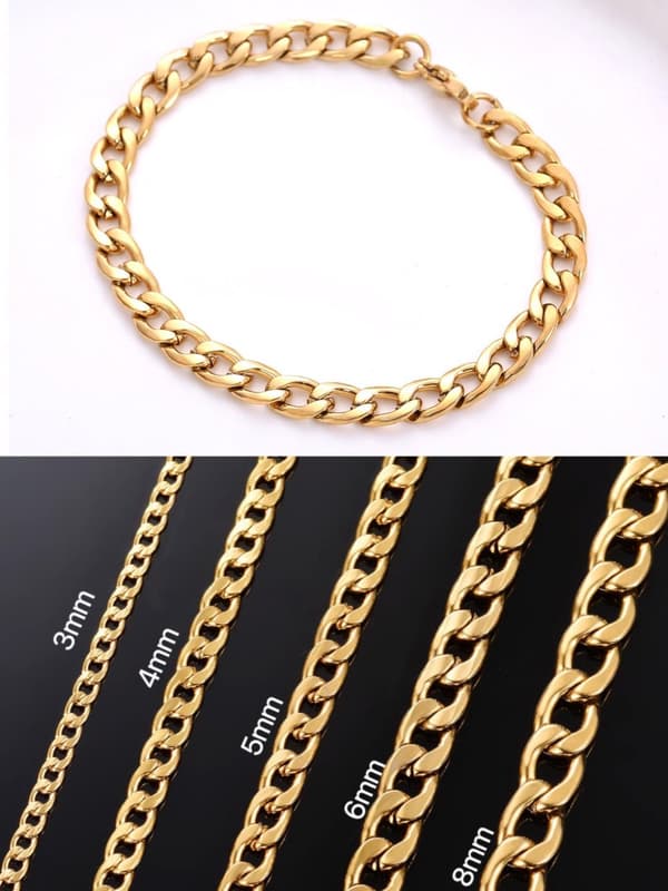Guld Pansarlänk halsband i Rostfritt stål med 18k guldplätering 8mm 22cm lång