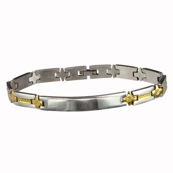 Silver & Guld Armband i Stål - Kedja med ID Bricka för Gravyr