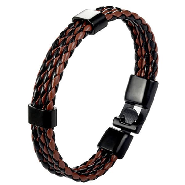Flätat Armband i PU-Läder (Unisex) Brun