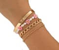Miniatyrbild 1 av 3: 4 st Boho Guld Armband/Bangle med Vita Pärlor, Guldkulor & Länk