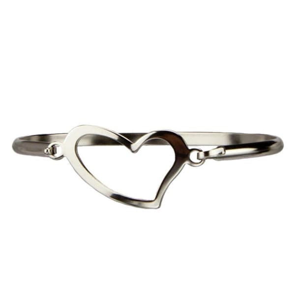 Stelt Silver Armband / Bangle i Rostfritt Stål - Enkelt Hjärta
