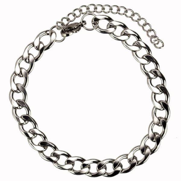 Silver Armband i Rostfritt Stål - Pansar Kedja / Länk - 8 mm