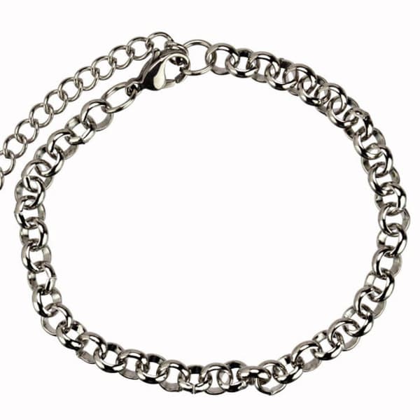 Silver Armband i Rostfritt Stål - Rolo Kedja / Länk - 6 mm