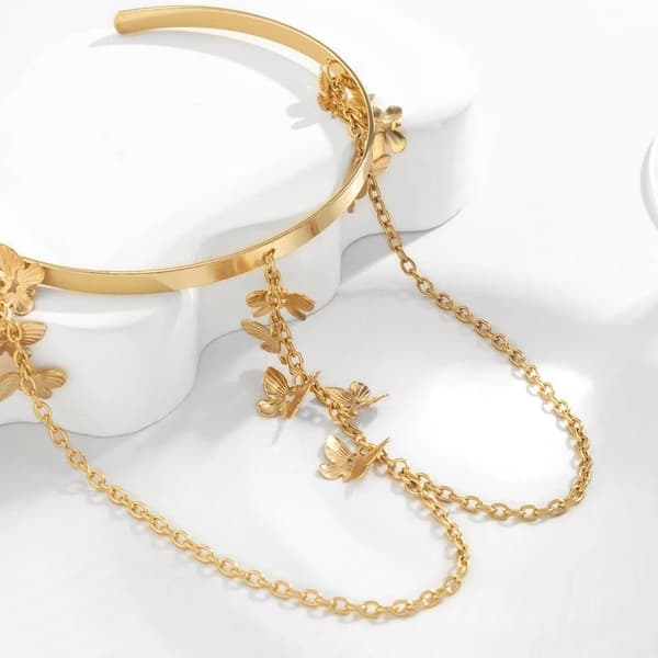 Guld Armkedja Armsmycke Överarm Smycke Bangle - Kedja & Fjäril