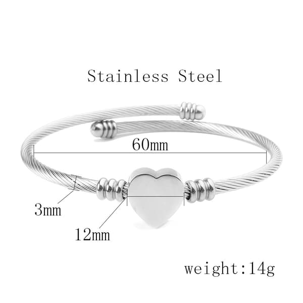 INF Rostfritt ståltråd Flätat hjärtformat armband Silver