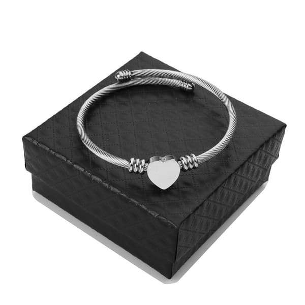 INF Rostfritt ståltråd Flätat hjärtformat armband Silver