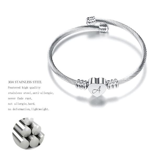 INF Rostfritt ståltråd Flätat hjärtformat armband Silver