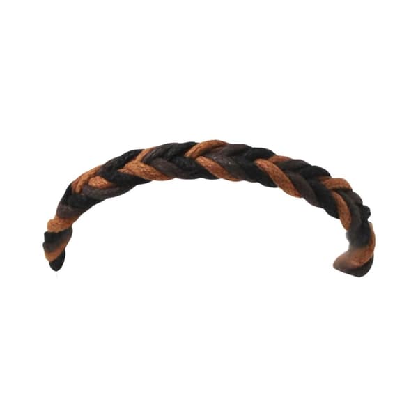 Brown braided bracelet in genuine different shades & leather strap
