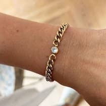 Guld Armband i Rostfritt Stål med Vit CZ Kristall - Guldpläterat