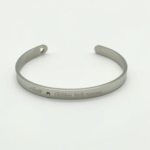 Bracelet stainless steel with cut out heart and diamond Christmas present