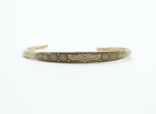 Armband i koppar med emblem Faravahar Persisk kultur historia justerbart Guld One-size