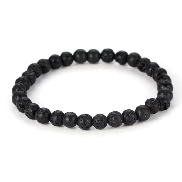 Steinarmbånd naturlige lavestoner 6mm svart