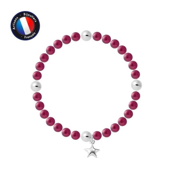 Armband - PERLINEA - My Star - Sötvattensodlade pärlor 5-6 mm - 925 Silver - Elastisk