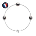 Miniatyrbild 1 av 4: Armband - PERLINEA - 3 Tahitiska odlade pärlor 8-9 mm - 925 Silver - Längd 18 cm - Damer