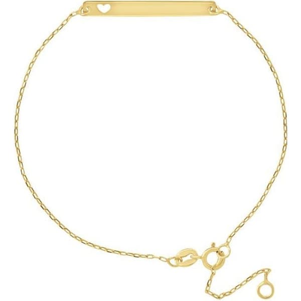 Barnarmband - LÉA &amp; ARTHUR - Openwork Heart Curb Armband - 375 Guld Guld - Forçat Mesh - 16-19 cm